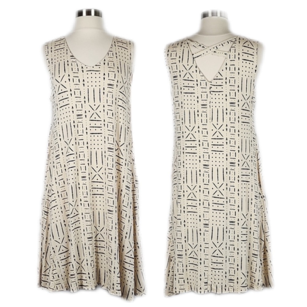 NWT Style & Co. Mud Cloth Madness Boho Abstract Print Sleeveless Midi Dress L